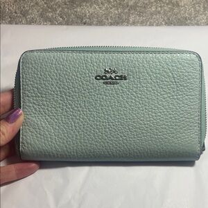 Coach Light Teal Leather Wallet NWT